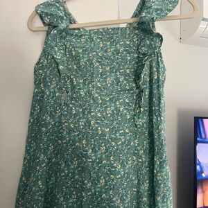 Floral Green Sleeveless Dress